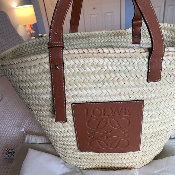 NEW Loewe Beach Tote Basket Bag Straw Leather - Picture 7 of 11